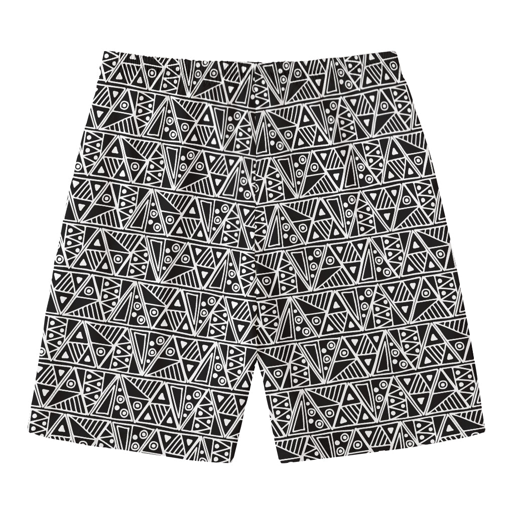 Black And White African Ethnic Print Men's Swim Trunks