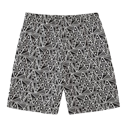 Black And White African Ethnic Print Men's Swim Trunks