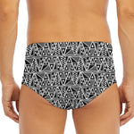Black And White African Ethnic Print Men's Triangle Swim Briefs