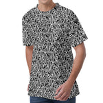 Black And White African Ethnic Print Men's Velvet T-Shirt