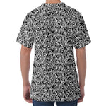Black And White African Ethnic Print Men's Velvet T-Shirt