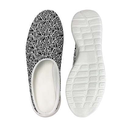 Black And White African Ethnic Print Mesh Casual Shoes