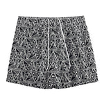 Black And White African Ethnic Print Mesh Shorts