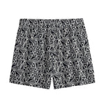 Black And White African Ethnic Print Mesh Shorts