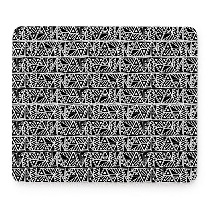 Black And White African Ethnic Print Mouse Pad