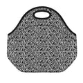 Black And White African Ethnic Print Neoprene Lunch Bag