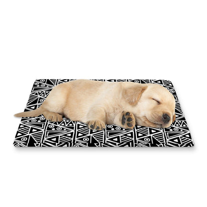 Black And White African Ethnic Print Pet Cooling Mat Cover