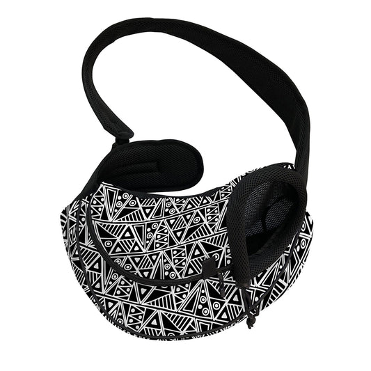 Black And White African Ethnic Print Pet Sling Carrier