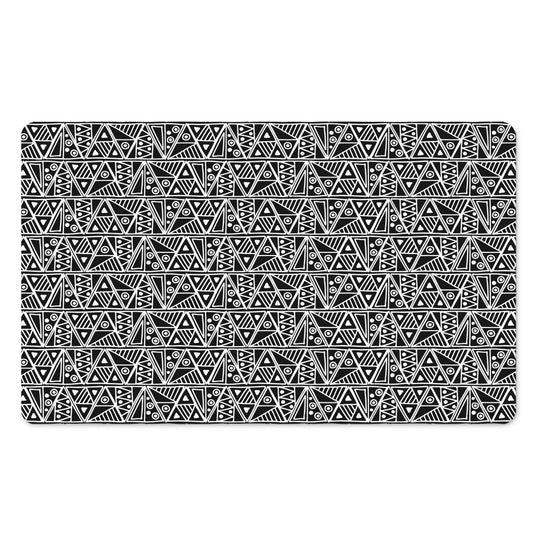 Black And White African Ethnic Print Polyester Doormat