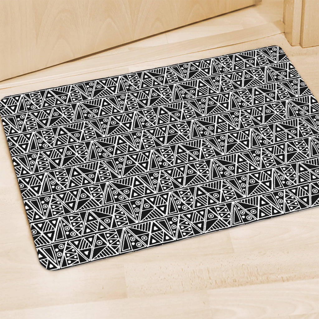 Black And White African Ethnic Print Polyester Doormat