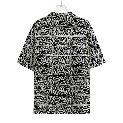 Black And White African Ethnic Print Rayon Hawaiian Shirt