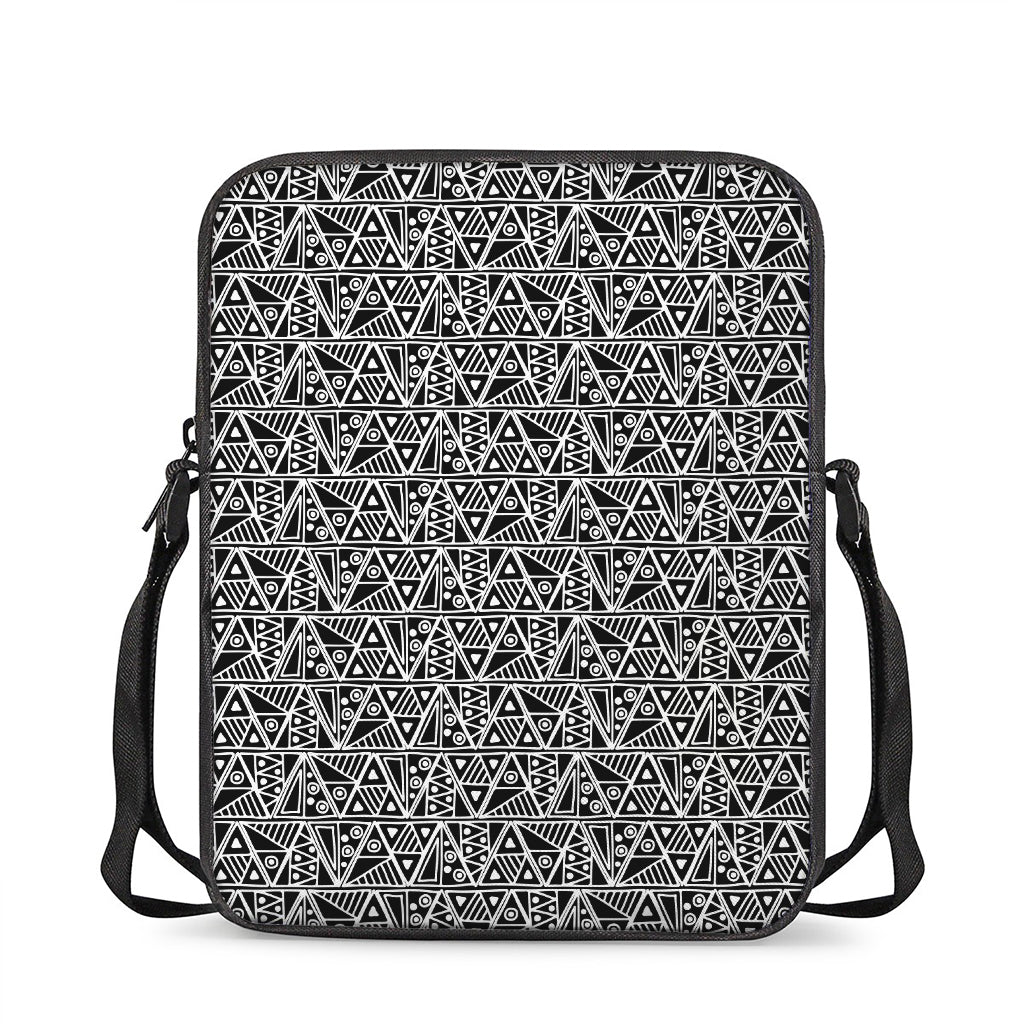 Black And White African Ethnic Print Rectangular Crossbody Bag