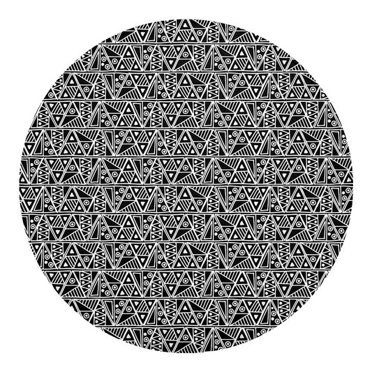 Black And White African Ethnic Print Round Blanket