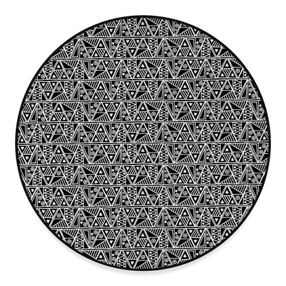 Black And White African Ethnic Print Round Floor Mat