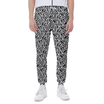 Black And White African Ethnic Print Scuba Joggers