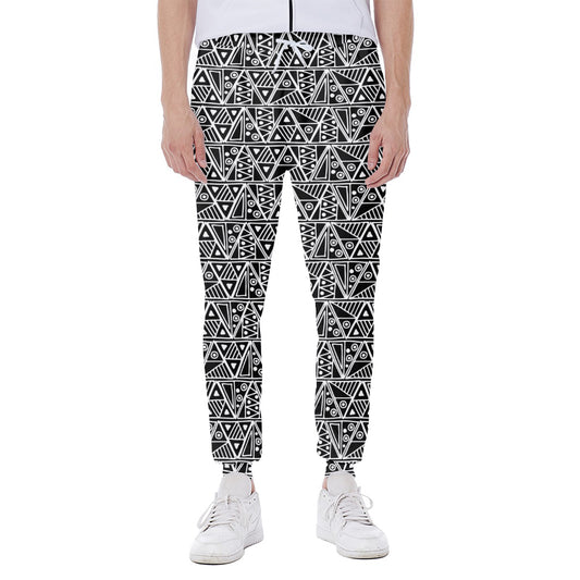 Black And White African Ethnic Print Scuba Joggers