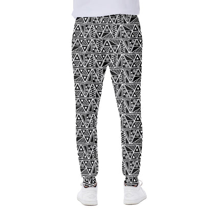 Black And White African Ethnic Print Scuba Joggers