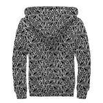Black And White African Ethnic Print Sherpa Lined Zip Up Hoodie