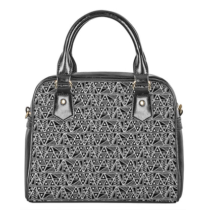 Black And White African Ethnic Print Shoulder Handbag
