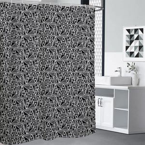 Black And White African Ethnic Print Shower Curtain