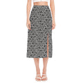 Black And White African Ethnic Print Side Slit Midi Skirt