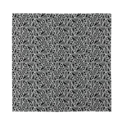 Black And White African Ethnic Print Silk Bandana