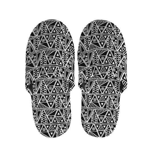 Black And White African Ethnic Print Slippers