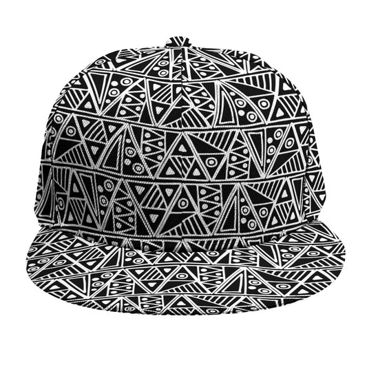 Black And White African Ethnic Print Snapback Cap