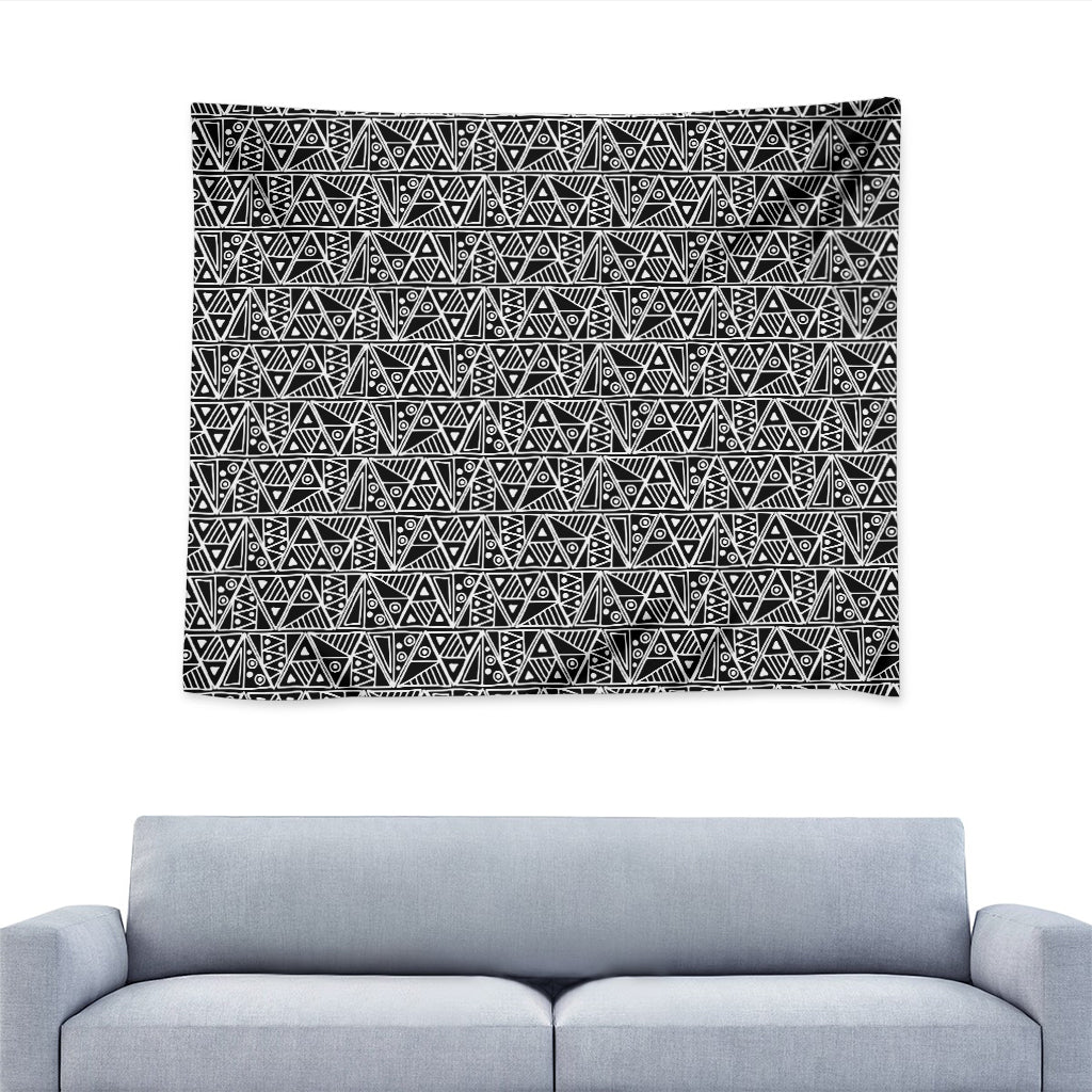 Black And White African Ethnic Print Tapestry