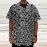 Black And White African Ethnic Print Textured Short Sleeve Shirt