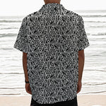 Black And White African Ethnic Print Textured Short Sleeve Shirt