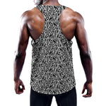 Black And White African Ethnic Print Training Tank Top