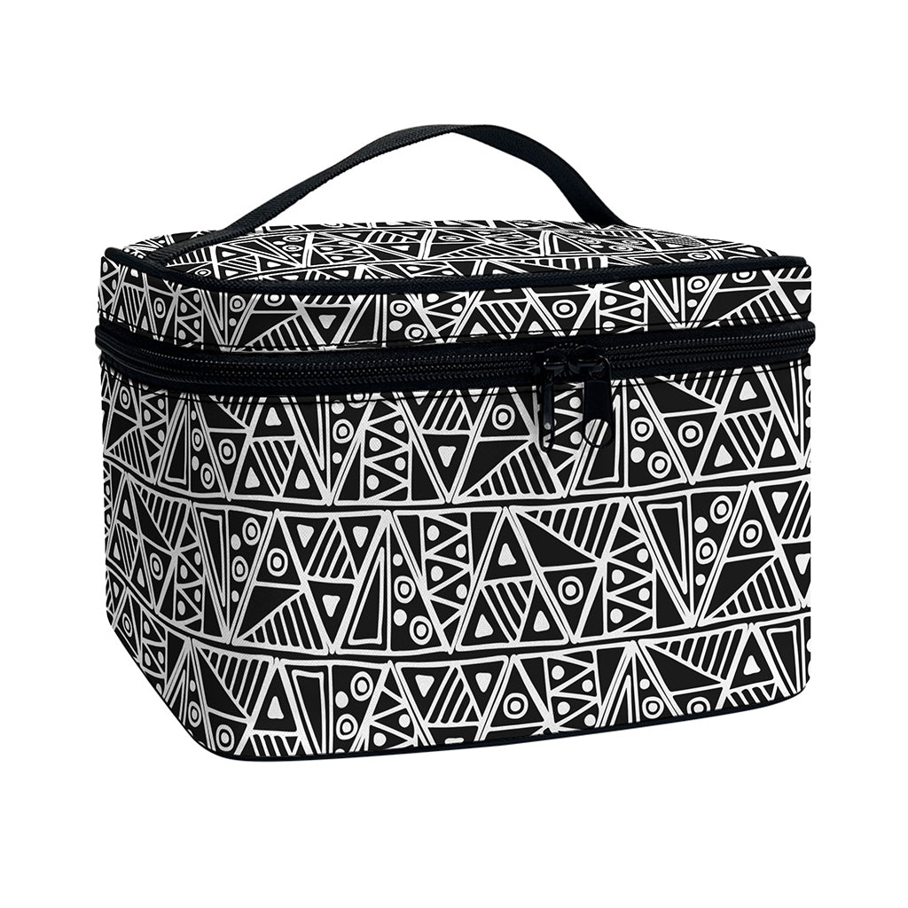 Black And White African Ethnic Print Travel Makeup Bag