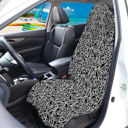 Black And White African Ethnic Print Waterproof Car Seat Cover