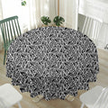 Black And White African Ethnic Print Waterproof Round Tablecloth