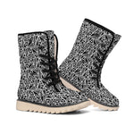 Black And White African Ethnic Print Winter Boots