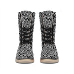Black And White African Ethnic Print Winter Boots