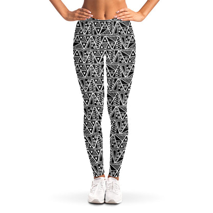 Black And White African Ethnic Print Women's Leggings