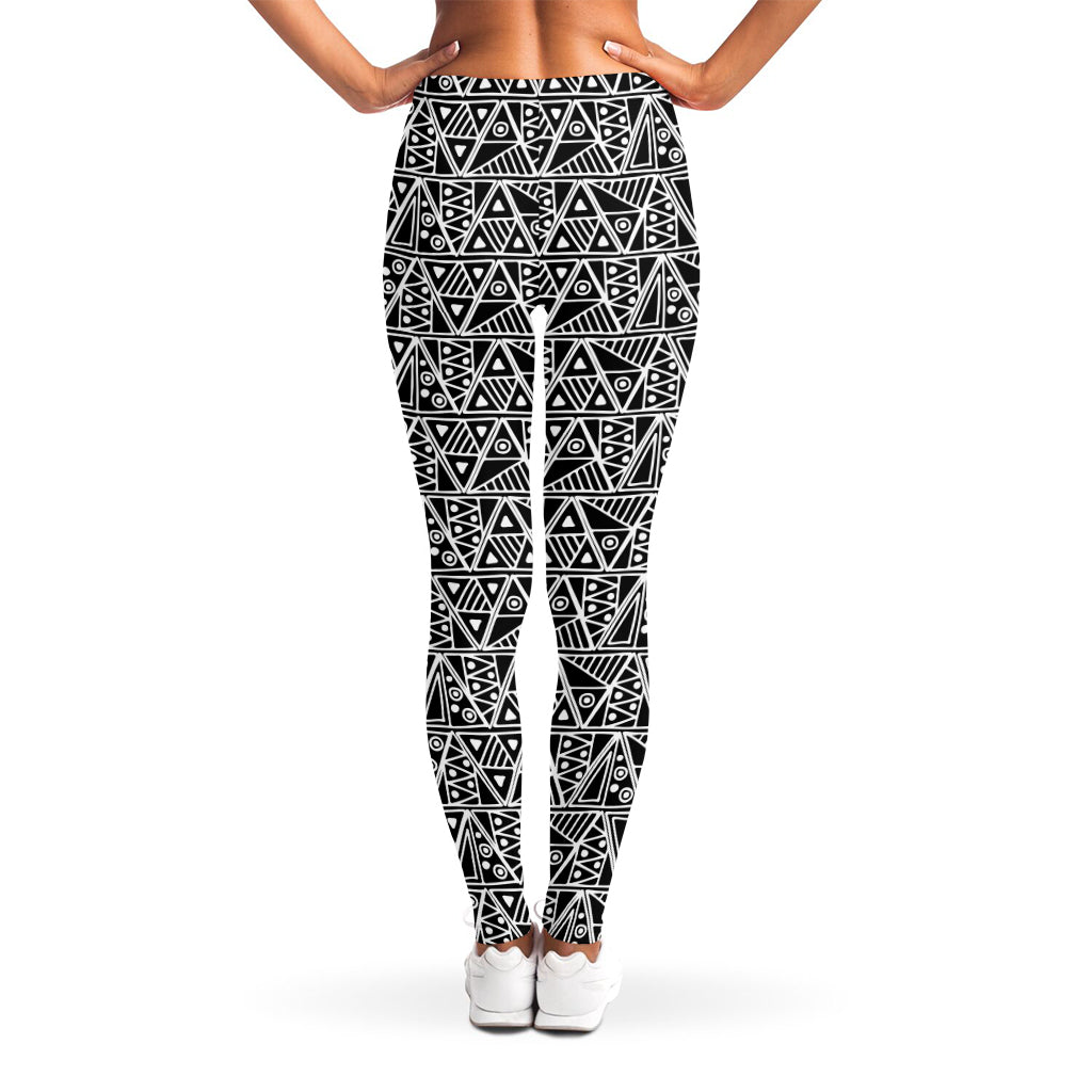 Black And White African Ethnic Print Women's Leggings