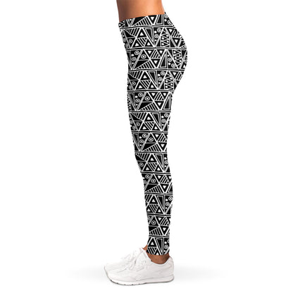 Black And White African Ethnic Print Women's Leggings