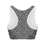 Black And White African Ethnic Print Women's Sports Bra