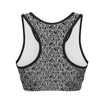 Black And White African Ethnic Print Women's Sports Bra
