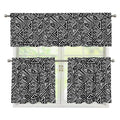 Black And White African Inspired Print 3 Piece Kitchen Curtains