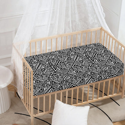 Black And White African Inspired Print Baby Crib Sheet