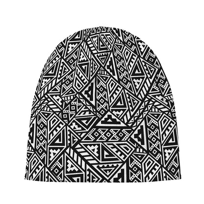 Black And White African Inspired Print Beanie