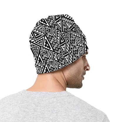 Black And White African Inspired Print Beanie