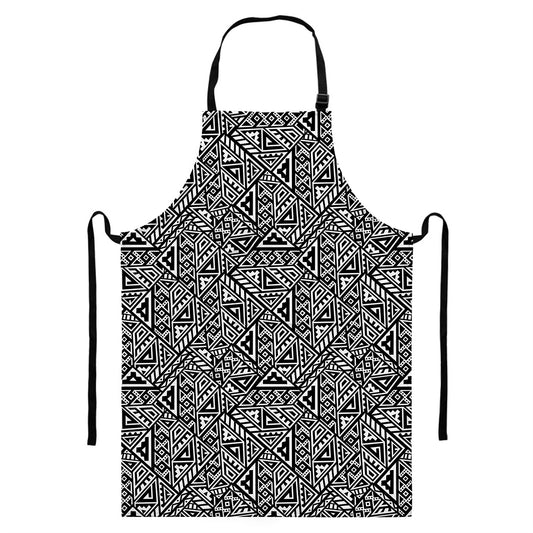 Black And White African Inspired Print Bib Apron With Pocket