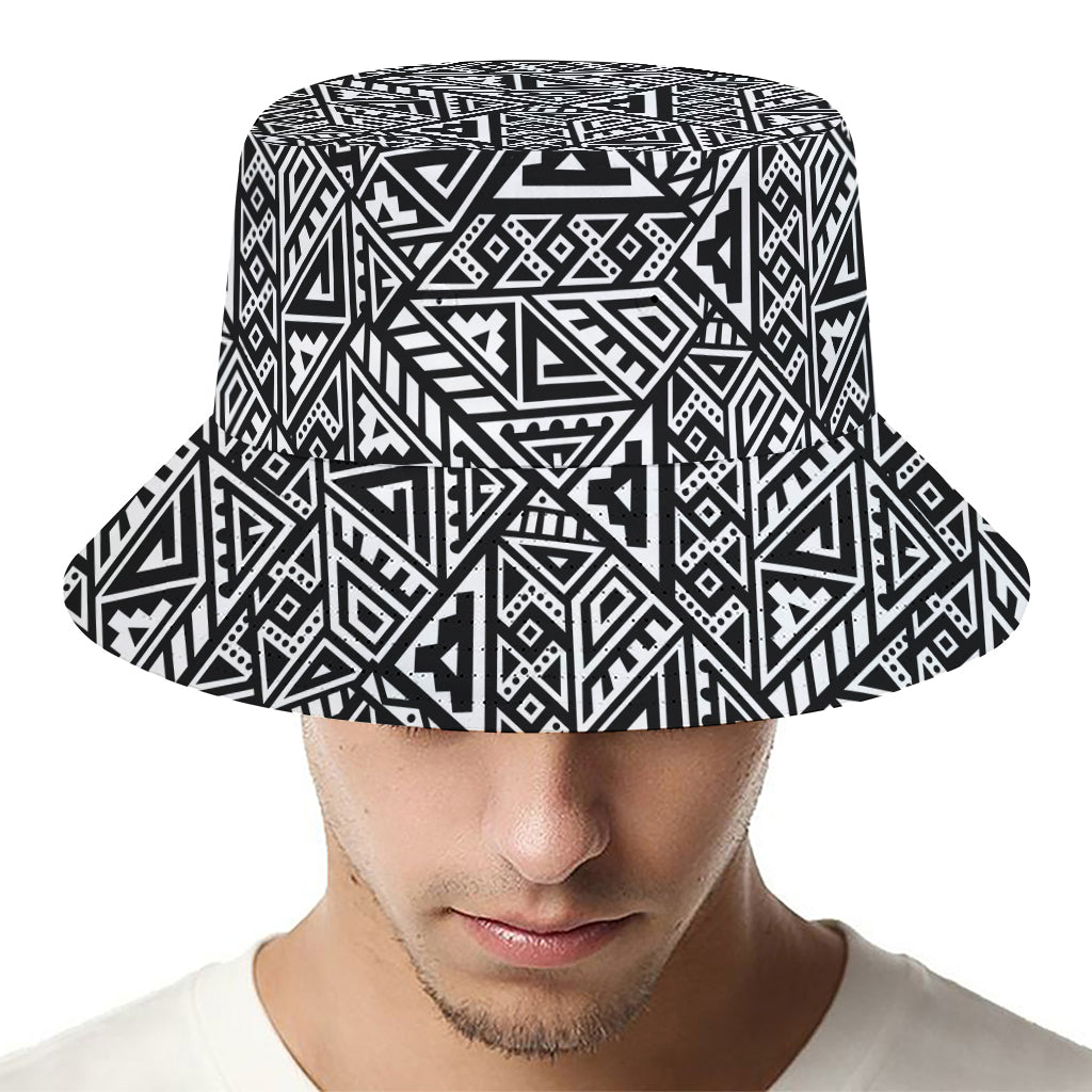 Black And White African Inspired Print Bucket Hat