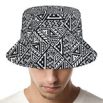 Black And White African Inspired Print Bucket Hat
