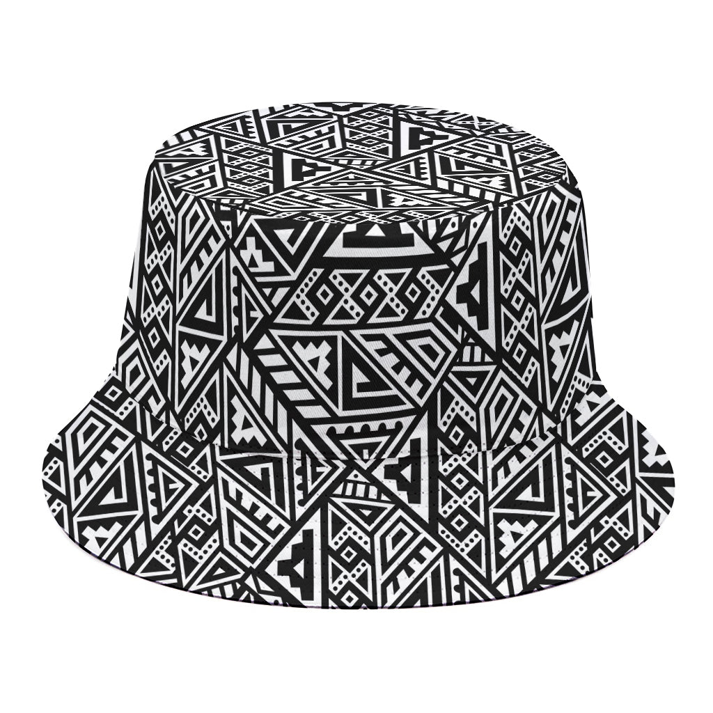 Black And White African Inspired Print Bucket Hat